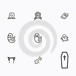 Set of halloween icons vector