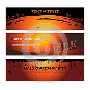 Set of Halloween party banner for event sale and party