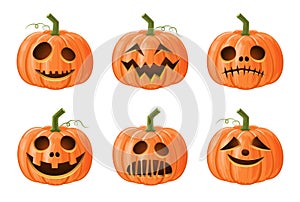 Set of halloween pumpkin . Jack o\'lantern . Isolated background . Vector