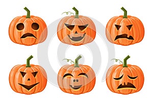 Set of halloween pumpkin . Jack o\'lantern . Isolated background . Vector