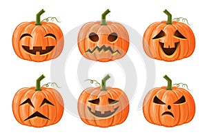 Set of halloween pumpkin . Jack o\'lantern . Isolated background . Vector photo