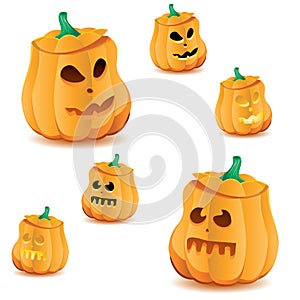 Set of halloween pumpkins with variations of illumination, part 18