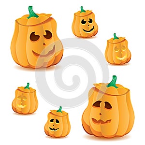 Set of halloween pumpkins with variations of illumination, part 20