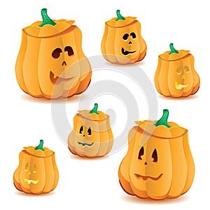 Set of halloween pumpkins with variations of illumination, part 24