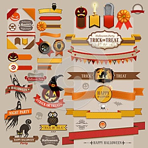 Set of Halloween retro ribbons