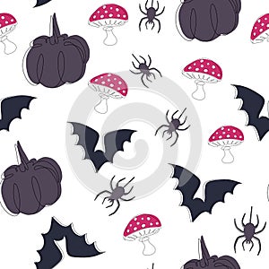 Set of Halloween ribbons and characters. Design elements, logos, badges