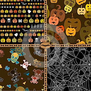Set of Halloween seamless pattern