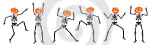 Set of Halloween skeletons on a white background
