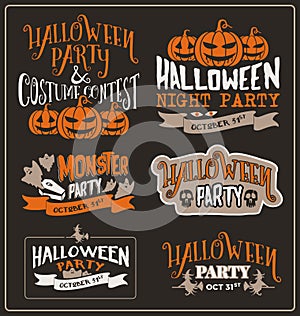 Set of Halloween typographic design