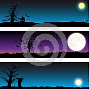 Set of Halloween vector banners