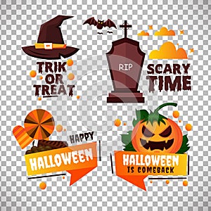 Set of Halloween Vector Character with banner