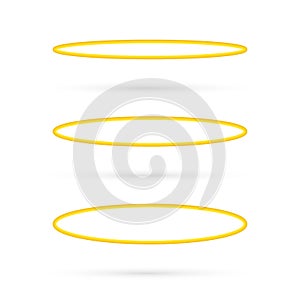 Set Halo angel ring . Holy golden nimbus circle on white background. Vector illustration.