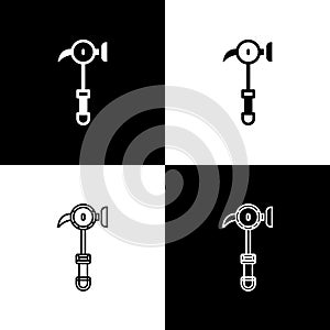 Set Hammer icon isolated on black and white background. Tool for repair. Vector