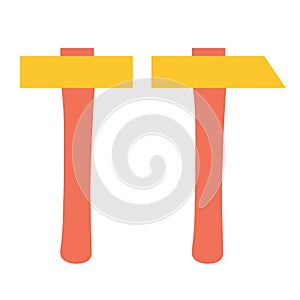 Set of hammers on an isolated background. Construction or renovation. Construction tools as a design element or logo.