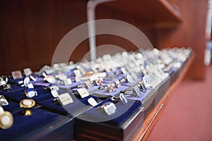 Set of hand cufflinks on display