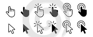 Set of Hand Cursor icons click and Cursor icons click