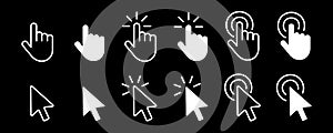 Set of Hand Cursor icons click and Cursor icons click