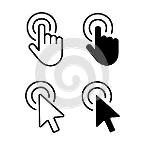 Set of Hand Cursor icons click and Cursor icons click