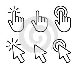 Set of Hand Cursor icons click and Cursor icons click