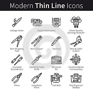 Set of hand and digital electric engineer tools