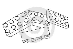 Set of 4 Hand Draw Sketch Vector, Random Position Stack Brick Toys