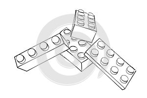 Set of 4 Hand Draw Sketch Vector, Random Position Stack Brick Toys