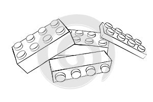Set of 4 Hand Draw Sketch Vector, Random Position Stack Brick Toys