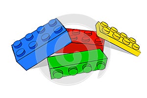 Set of 4 Hand Draw Sketch Vector, Random Position Stack Brick Toys