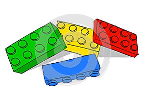 Set of 4 Hand Draw Sketch Vector, Random Position Stack Brick Toys