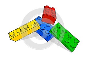 Set of 4 Hand Draw Sketch Vector, Random Position Stack Brick Toys