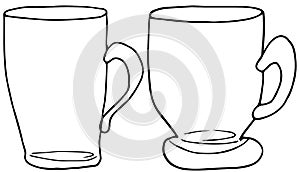 Set of hand drawing alcohol glasses for tea, drinks and cocktails. vector doodle illustration.