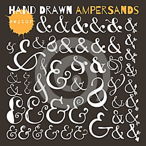 Set of hand drawn ampersands.