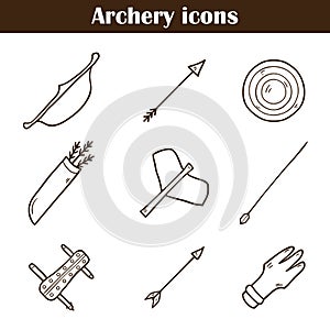 Set of hand drawn archery icons