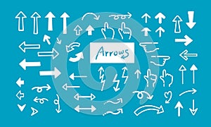 Set of hand-drawn arrows and marks for a comic book design