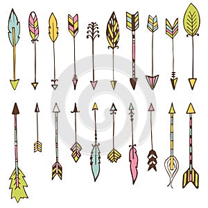 Set of hand drawn arrows. Vector doodles design elements