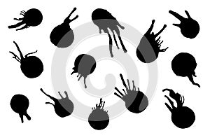 Set of hand drawn black stain vector elements.