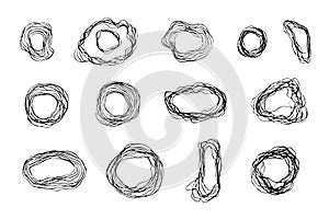 Set of hand drawn black vector wavy line frames
