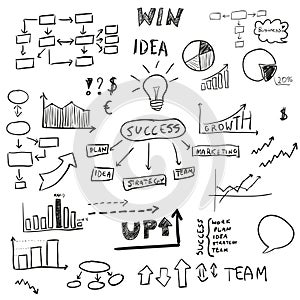 Set of hand drawn business elements,