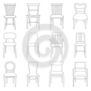 Set of hand drawn chairs