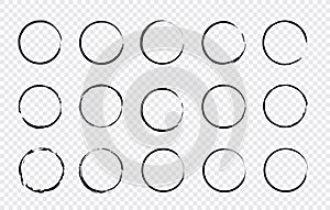 Set of Hand drawn circle. Drawning circle. Scribble doodle. Brush circle. Vector illustration