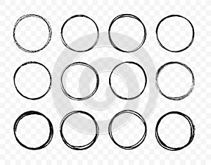 Set hand drawn circle line sketch set. Circular scribble doodle round circles for message note mark design element