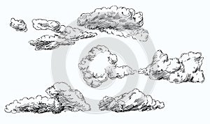 Set of hand drawn clouds.