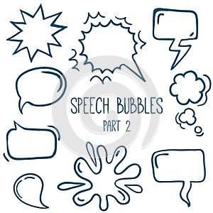 A set of Hand drawn comic speech bubbles and elements