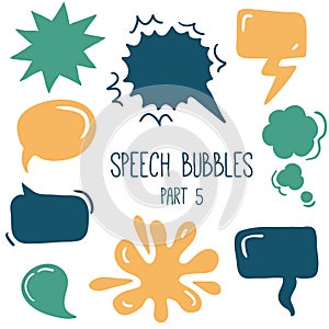 A set of Hand drawn comic speech bubbles and elements