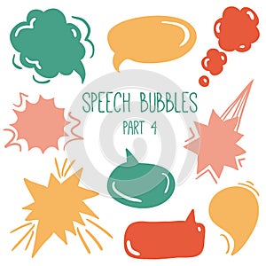 A set of Hand drawn comic speech bubbles and elements