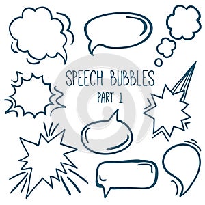 A set of Hand drawn comic speech bubbles and elements