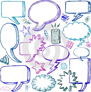 Set of Hand drawn Comical Speech Bubbles