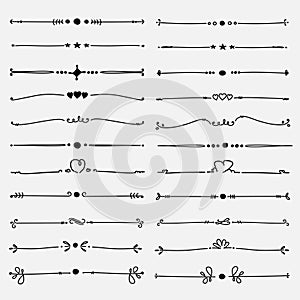 Set Of Hand Drawn Decorative Calligraphic Elements For Decoration.