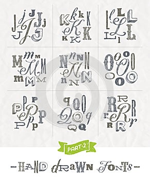 Set of Hand drawn different fonts
