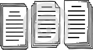 Set of Hand-Drawn Document Stack Icons
